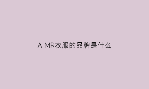 AMR衣服的品牌是什么(mr服装是什么品牌)